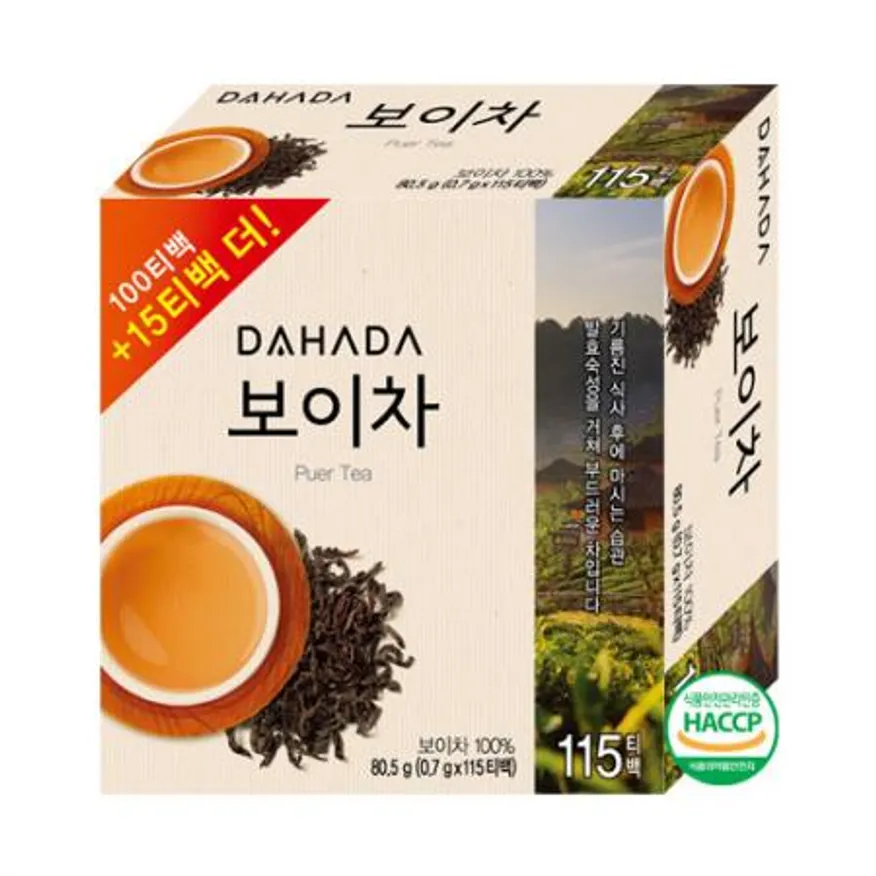 다하다 보이차115티백 100티백 +15티백 더 115티백 0.7g 이미지