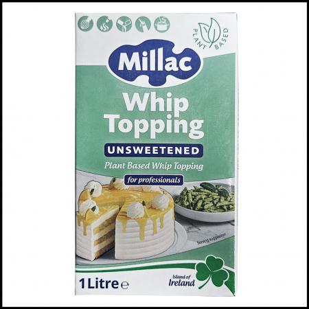 밀락 식물성 휩 토핑 휘핑크림 무가당 1L 냉장 휘핑 음료 요리