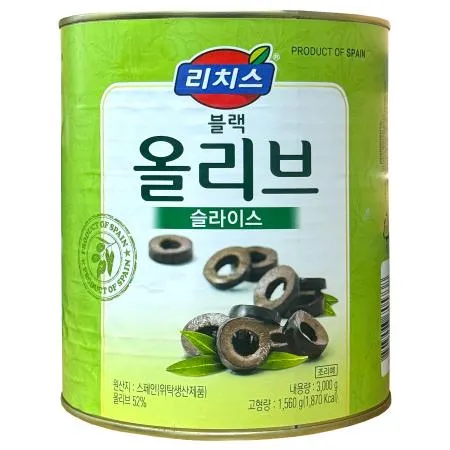 리치스 블랙올리브 슬라이스 큰캔 3kg 올리브슬라이스