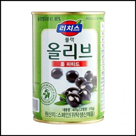 (홀/작은캔) 리치스 블랙올리브 홀 405g 통올리브 슬라이스X