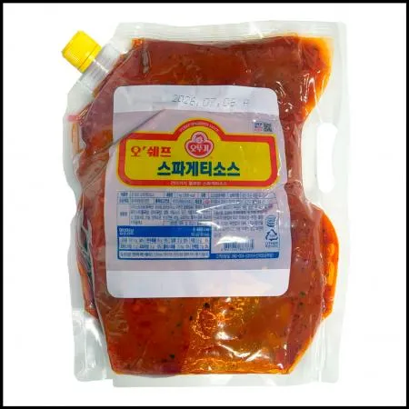 [신규] 오쉐프 스파게티소스 2kg 스파우트팩 건더기있음