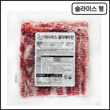 이너피스 델리 베이컨 (코주부) [냉동] 1kg 피자토핑 슬라이스 베이컨