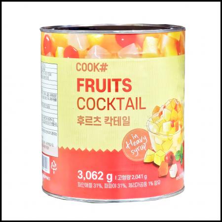 쿡샵 후르츠칵테일 대용량 3kg 파인애플31%파파야31%체리1%