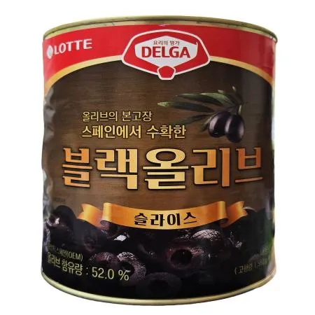 [신규] 롯데 델가 블랙올리브 슬라이스 3kg 피자토핑 샐러드 파스타 업소용