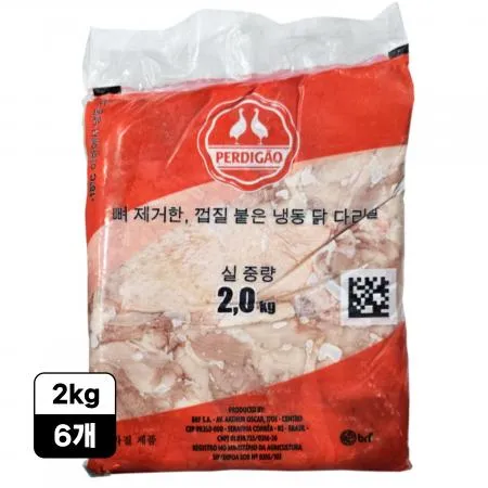 [6개] 페르디가오 닭정육 (닭다리살) 2kg 냉동 뼈를 제거하고 껍질붙은 닭정육살