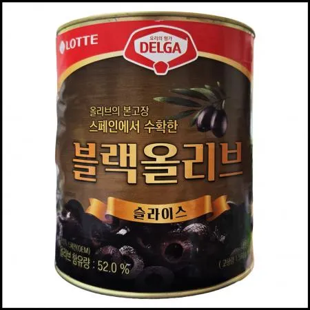 [신규] 롯데 델가 블랙올리브 슬라이스 3kg 피자토핑 샐러드 파스타 업소용