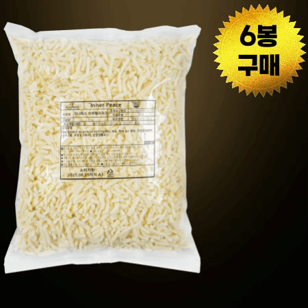 [BOX할인] 이너피스 자연산 모짜렐라피자치즈 (자연100%) 2.5kg 냉장 6봉