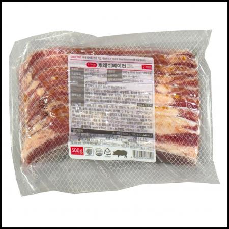 에스푸드 에쓰푸드 베이컨 7mm 슬라이스 500g 냉동베이컨 피자토핑