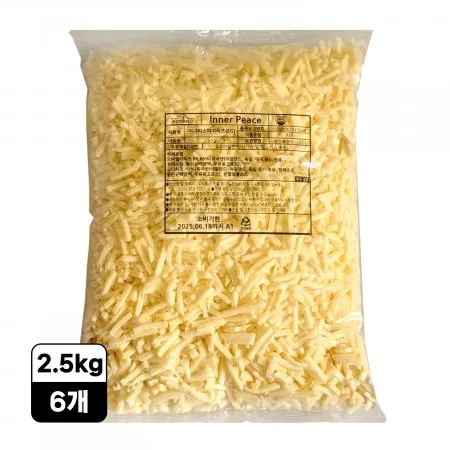 [6개] 이너피스 피자치즈EG고다10%2.5kg냉장