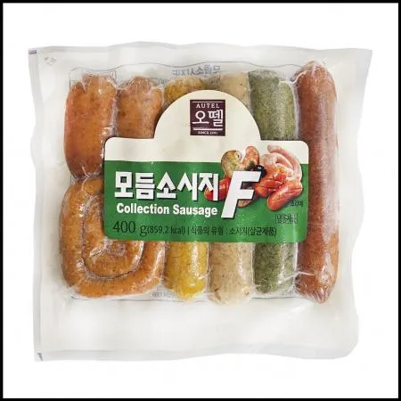 오뗄 모듬소시지F 냉동 400g 청양고추맛,초리조,파프리카맛,카레맛,포크소시지