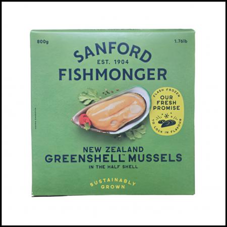 뉴질랜드 그린홍합 800g 냉동 큼지막한 홍합 껍질있음 초록홍합