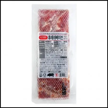 에스푸드 에쓰푸드 통베이컨 500g 냉동 후레쉬 통삼겹 베이컨