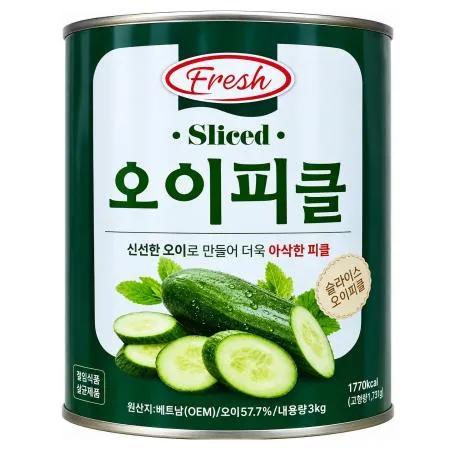 그리너리 후레쉬 오이피클 슬라이스 3kg 주름있는피클