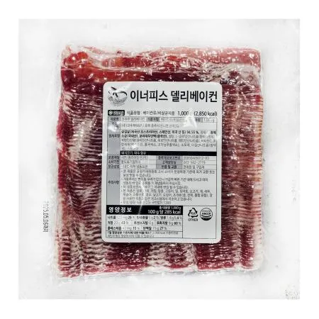 이너피스 델리 베이컨 (코주부) [냉동] 1kg 피자토핑 슬라이스 베이컨
