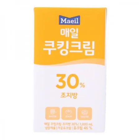 매일 식물성 쿠킹크림 30% 조지방 1L 냉장크림 냉장유크림 이미지