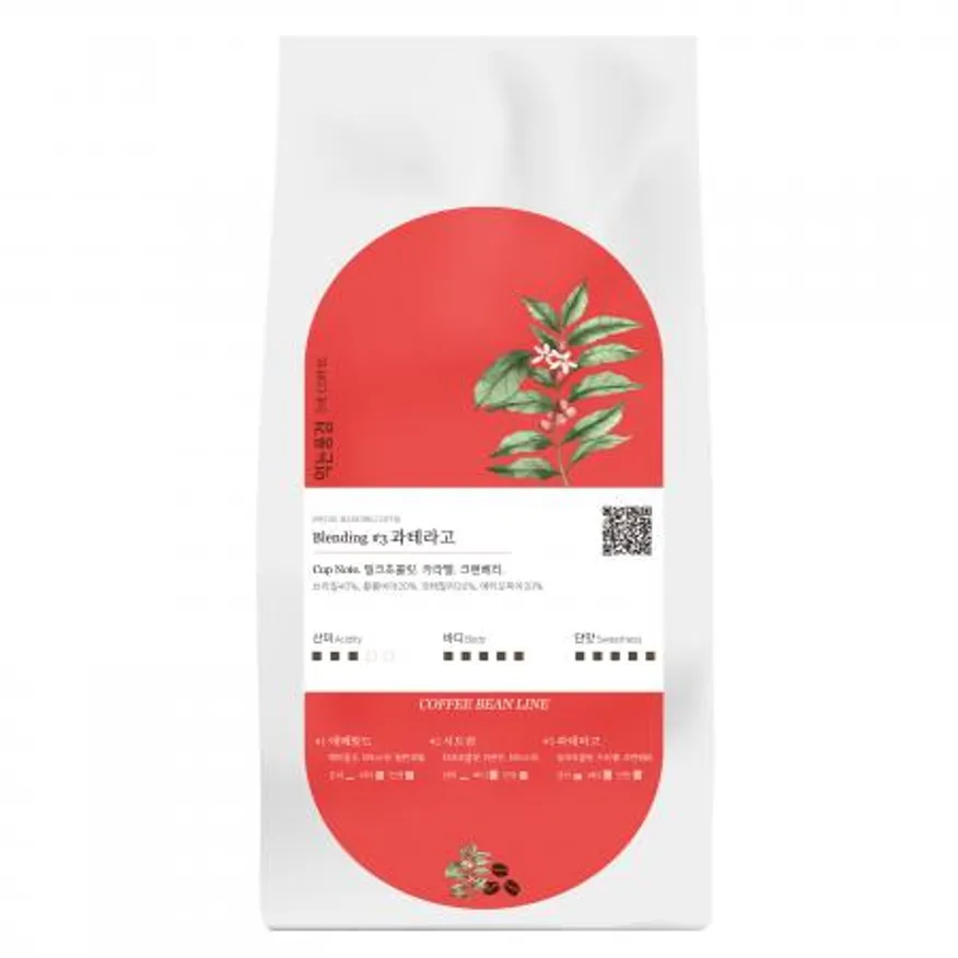 블렌딩 원두 커피 1kg 홀빈 3종 대용량 업소용 카페용 과테라고 산미 적은 고소한 이미지