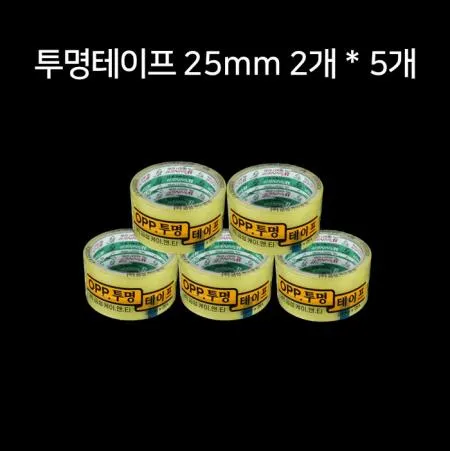 [5개] 금성 OPP 아크릴 투명 2절 테이프 25mm*25m x2개입