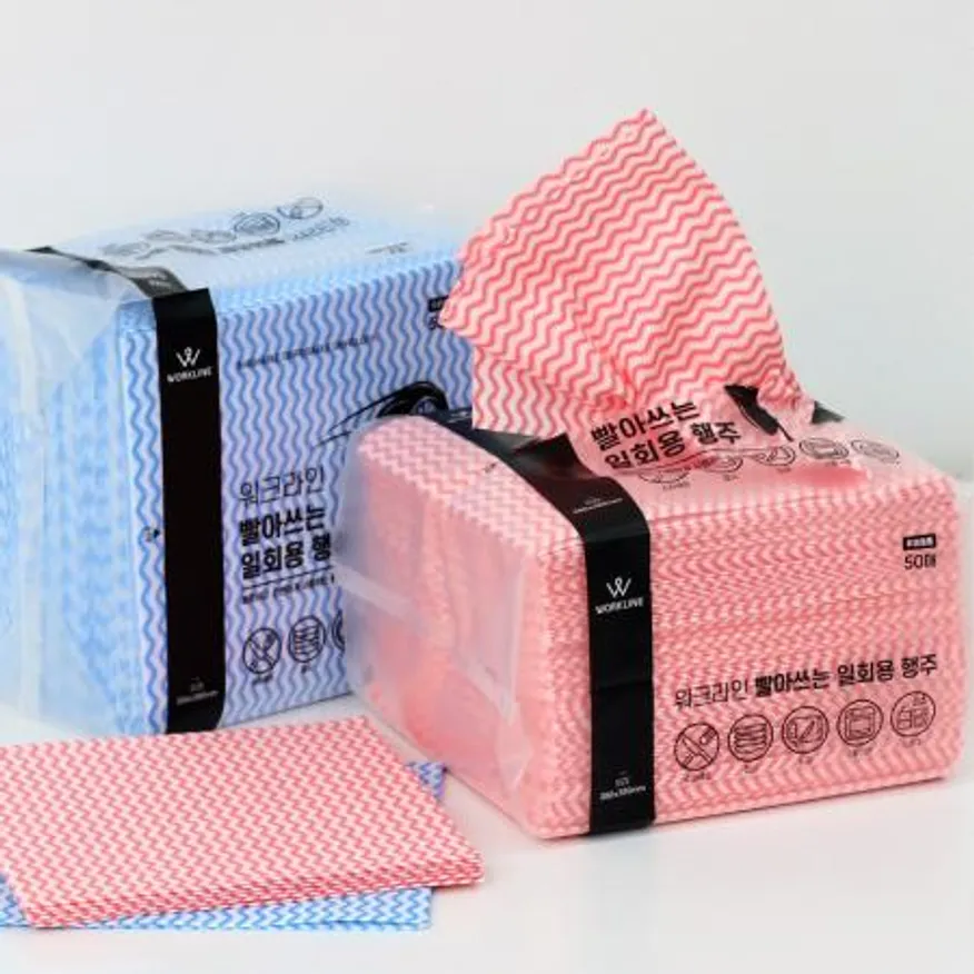 (색상랜덤)빨아쓰는 일회용 행주 분홍/파랑 이미지
