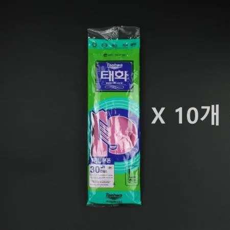 [10개] 태화 고무장갑 꽃밴 L 대 핑크
