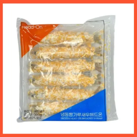 [무료배송] 냉동 빵가루새우 헤드온 300g (50g*6미) 베트남산 새우튀김 튀김용 새우