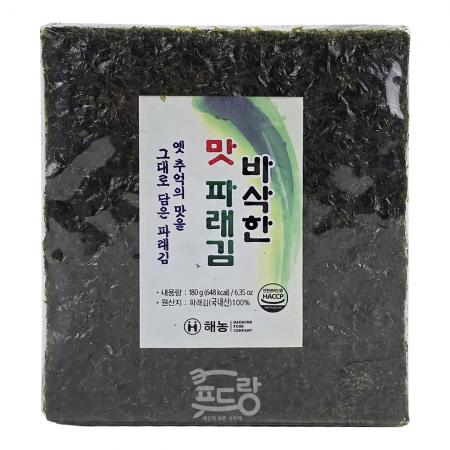 맛파래김[해농,무조미,바삭한파래김,100매]180G