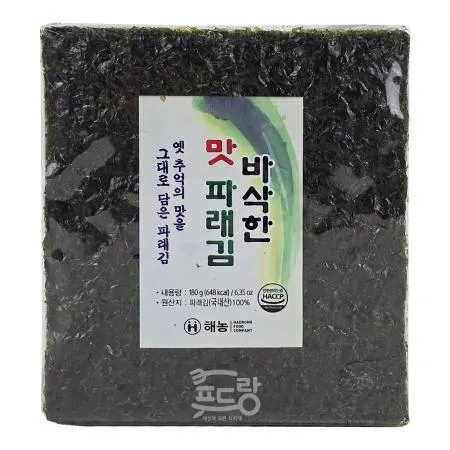 맛파래김[해농,무조미,바삭한파래김,100매]180G