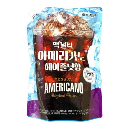 [20%쿠폰]맥널티 헤이즐 커피 1L 파우치 아이스커피 아메리카노 음