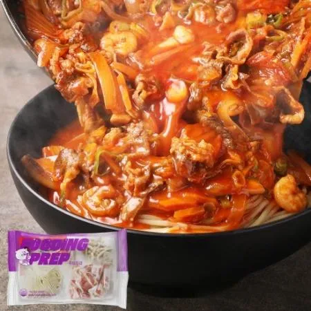 푸딩프렙 고기짬뽕 450g_밀키트 안주 짬뽕 배달메뉴 원팩 얼큰