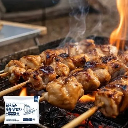마시따 숯불닭꼬치 소금구이맛 1.12kg(80g x 14개)_닭다리살, 이자카야, 안주, PC방, 간식