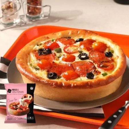페퍼로니 시카고 치즈 피자 370g 피자 간식 밀키트 간편식 술안주 이미지