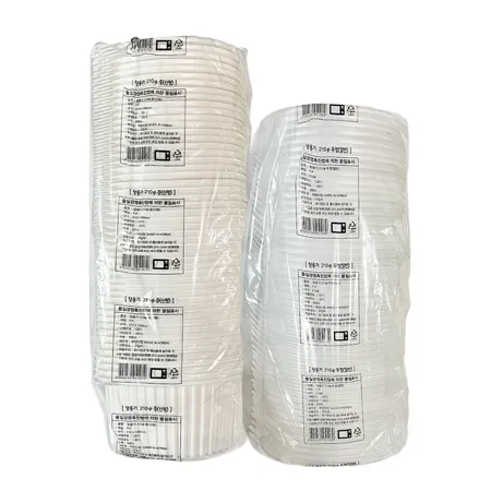 TY탕용기(중,2호)210파이 2,000ml 화이트 반투명,1줄(50개입 용기+뚜껑 세트) / 각종 면이나 탕,찜요리 포장용기 이미지