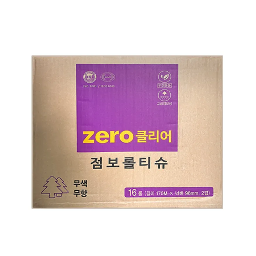제로클리어 점보롤티슈1BOX(길이170MX너비96mm,2겹,16롤) / 화장실용 화장지 이미지