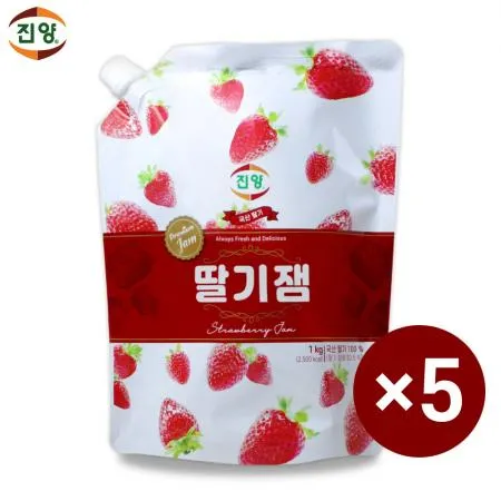 [진양] 딸기잼 파우치 1kg x 5개