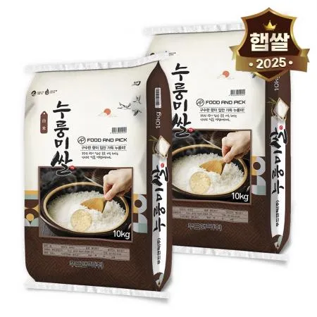 푸드앤픽 누룽미쌀 20kg(10kg 2개) 단일품종 백미 향미